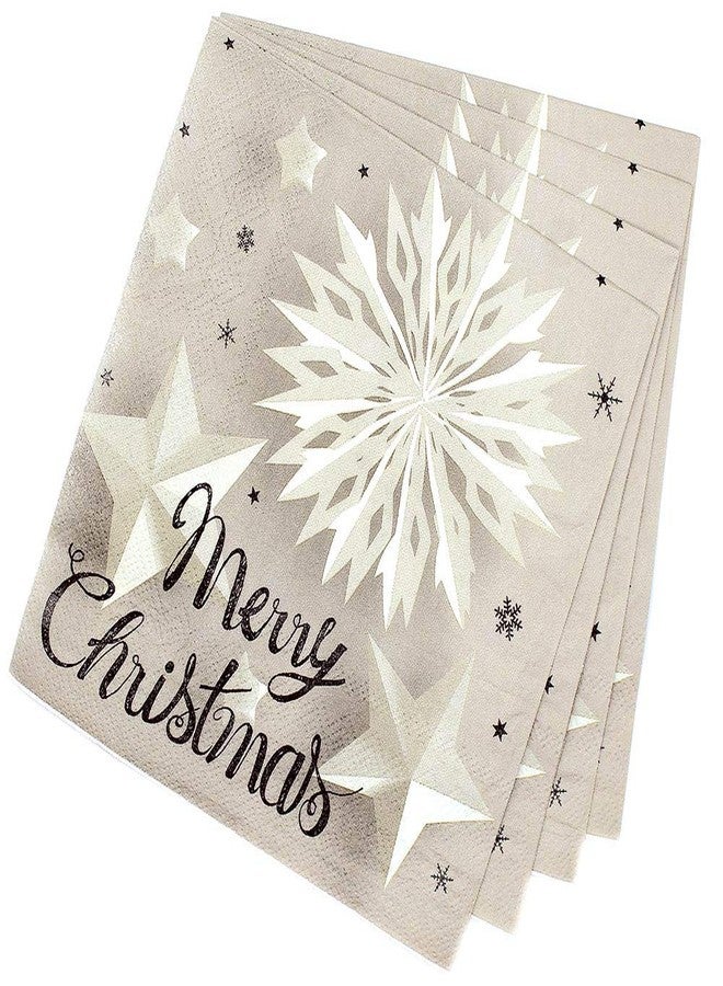 OLYPHAN Merry Christmas Napkins Paper 6.5 in Xmas Napkins - Luncheon Cocktail Lunch Buffet Star Napkin for Holiday Dinner Party 40 Pack Disposable - Image 3